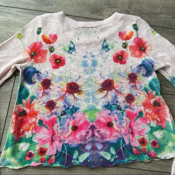 Gaze Boho Floral Crop Lightweight Sweater - Picture 11 of 13